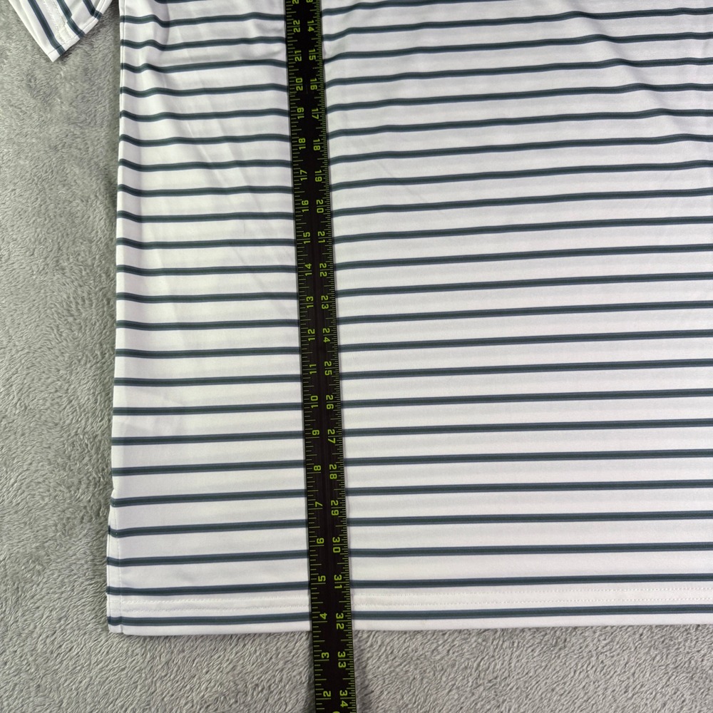 Stitch Golf Logo Polo Shirt White Blue Stripe Performance XL - Picture 8 of 11